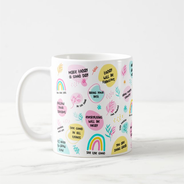 Taza De Café Manifestación de afirmación diaria Mug Inspirador (Izquierda)
