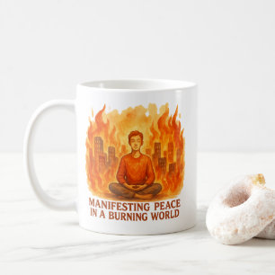 Taza De Café Manifestar la Paz en un Mundo en Llamas - Meditaci