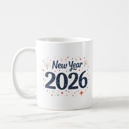 Taza De Café Manipulación festiva de Año Nuevo 2026 con estrell