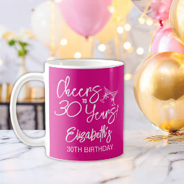 Taza De Café Mano caprichosa rosada de moda, 30 años