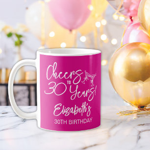 Taza De Café Mano caprichosa rosada de moda, 30 años