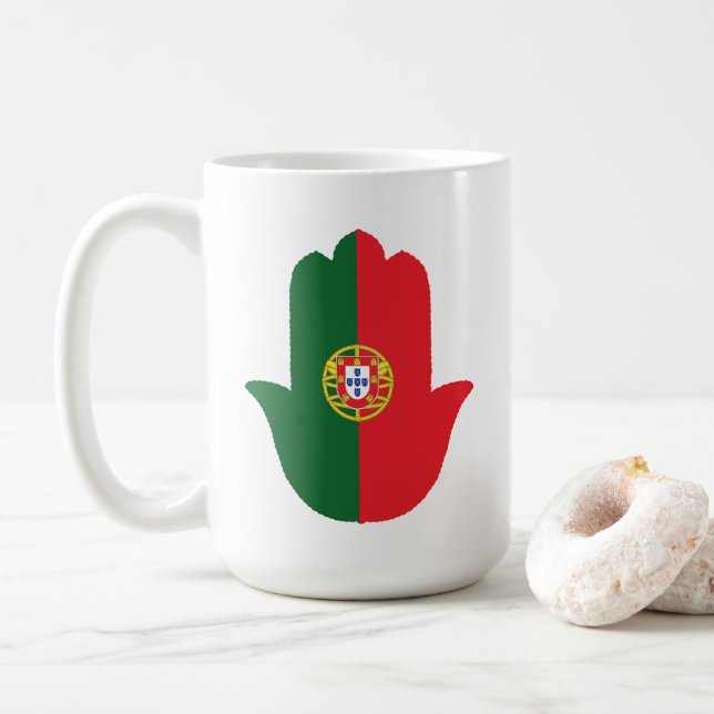 Taza De Café MANO Con Bandera De Portugal (Con donut)