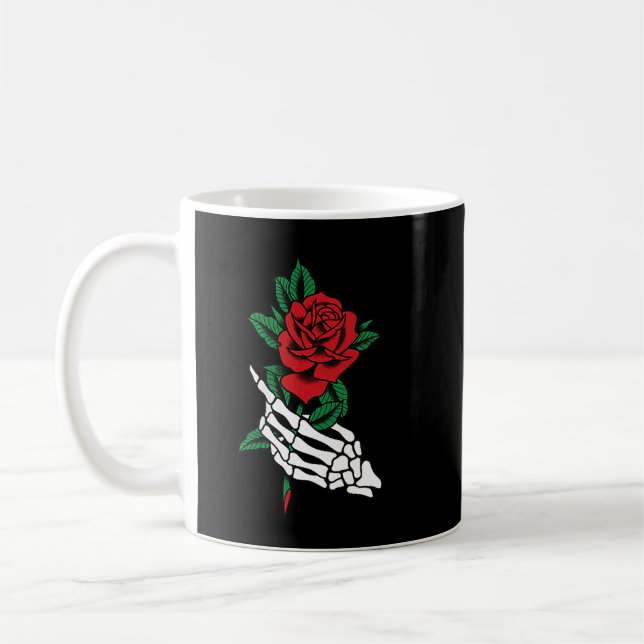 Taza De Café Mano de esqueleto blanco sosteniendo un tatuaje de (Izquierda)