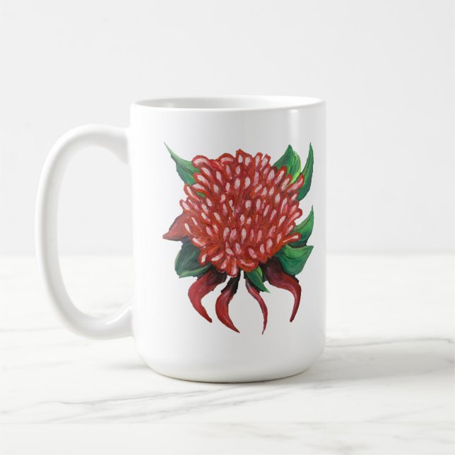 Taza De Café Mano de flores dibujada Waratah Café Mug (Izquierda)