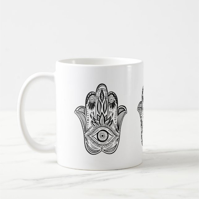 Taza De Café Mano de Hamsa dibujada (Izquierda)