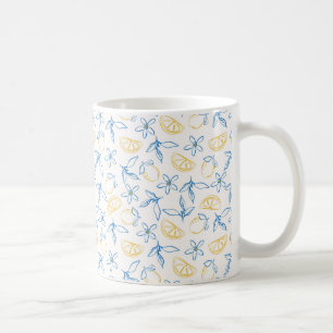 Taza De Café Mano de patrón de limón dibujada - Café Mug
