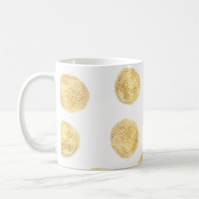 Taza De Café Mano de puntos de Polka dorada dibujada (Izquierda)
