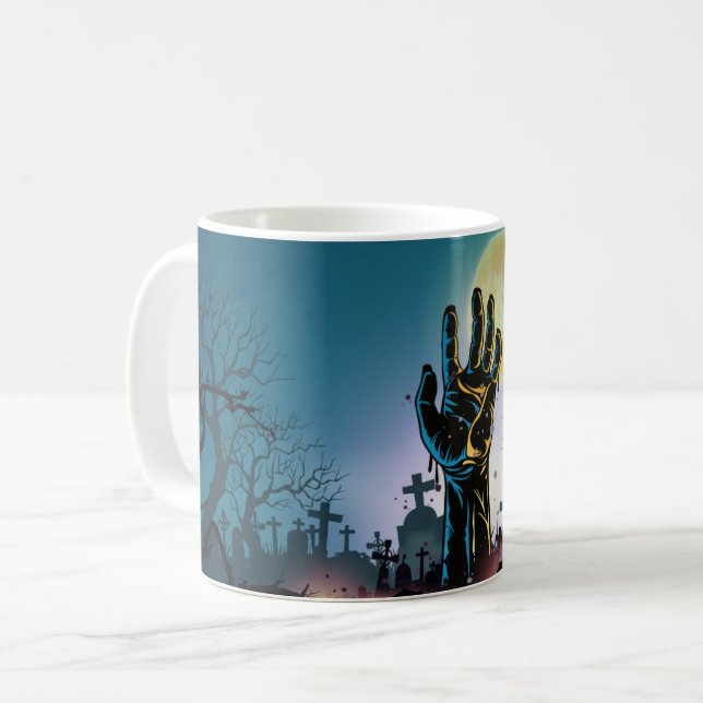 Taza De Café Mano espeluznante Mug impreso en Halloween (Anverso izquierdo)