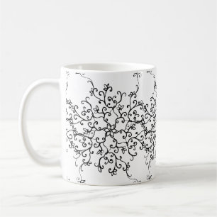 Taza De Café Mano original pintada en blanco y negro
