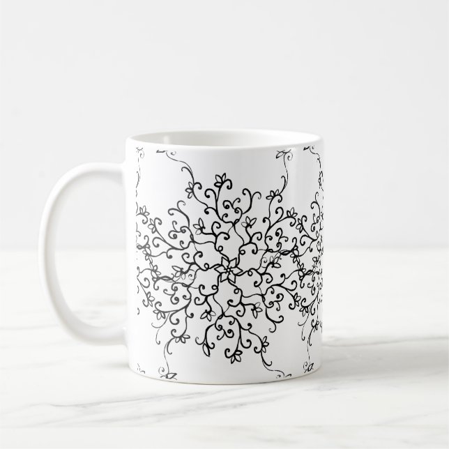 Taza De Café Mano original pintada en blanco y negro (Izquierda)