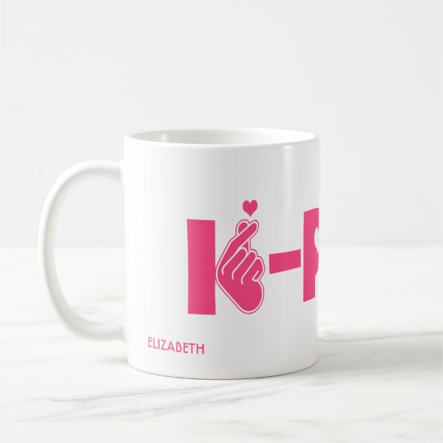 Taza De Café Mano y corazón coreanos del símbolo de Kpop de la (Izquierda)