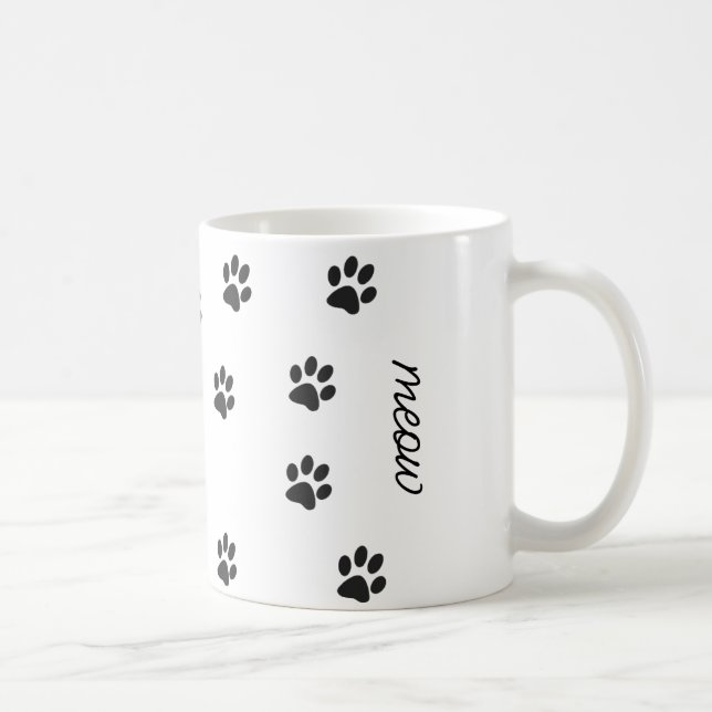 Taza De Café Mano y gatos pastas blanco negro (Derecha)