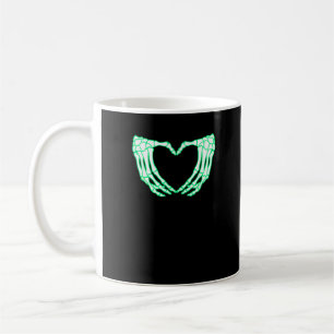 Taza De Café Manos de esqueleto, corazón, disfraz de Halloween