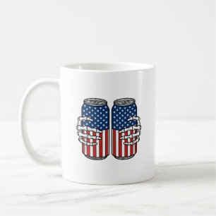 Taza De Café Manos de esqueleto patriótico vintage sosteniendo 