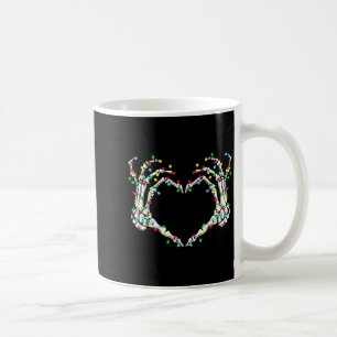 Taza De Café Manos de esqueleto signo de corazón luz Navidad Di