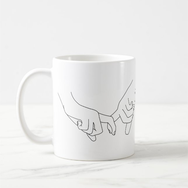 Taza De Café Manos de mano Línea mínima Arte Cuto Simple Trendy (Izquierda)