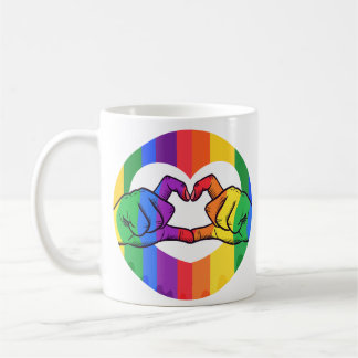 Taza De Café Manos del corazón del arcoiris LGBTQ