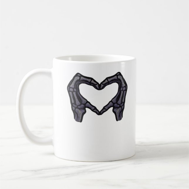 Taza De Café Manos esqueléticas formando un corazón (Izquierda)