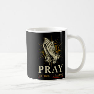 Taza De Café Manos Orando Jesús Cruz Rosario Fe Devoción Pr