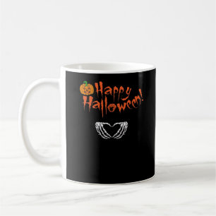 Taza De Café Manos Skeleton espumosas. Feliz Halloween.