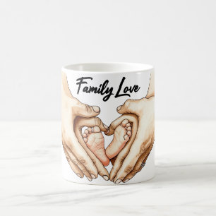 Taza De Café Manos sosteniendo los pies del bebé