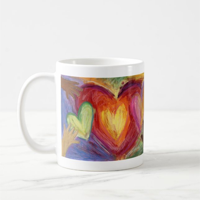 Taza De Café Manos y corazón Diversidad Amor Arte Personalizado (Izquierda)