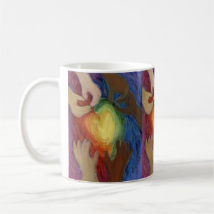 Taza De Café Manos y corazón Diversidad Amor Arte Personalizado