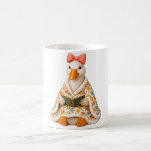Taza De Café Manta de ganso libresca —Ganso tonto con lazo y li