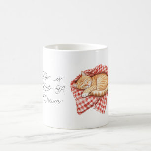Taza De Café Manta de rayas de cuadros rojos blancos gato naran