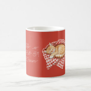 Taza De Café Manta de rayas de cuadros rojos gato naranja