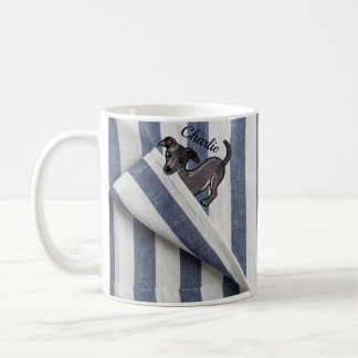 Taza De Café Manta personalizada para perro Whippet a rayas