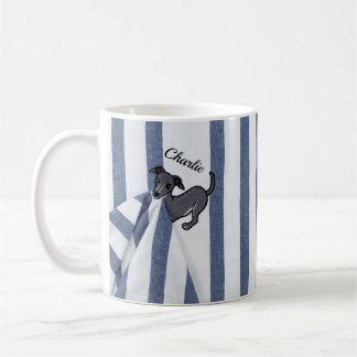 Taza De Café Manta personalizada para perro Whippet con rayas a