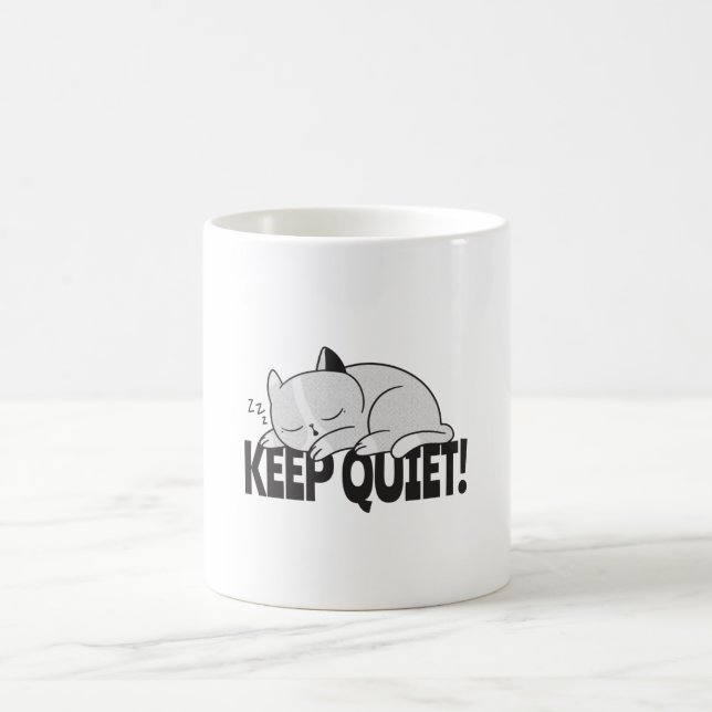 Taza De Café Mantén callado Lazy durmiendo gato (Centro)