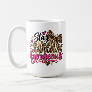 Taza De Café Mantén Fiero Estampado de Leopardo Rosa Precioso
