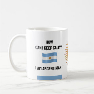Taza De Café Mantén la calma Argentina y texto gracioso, bander