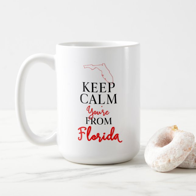 Taza De Café Mantén la calma, eres de Florida (Con donut)