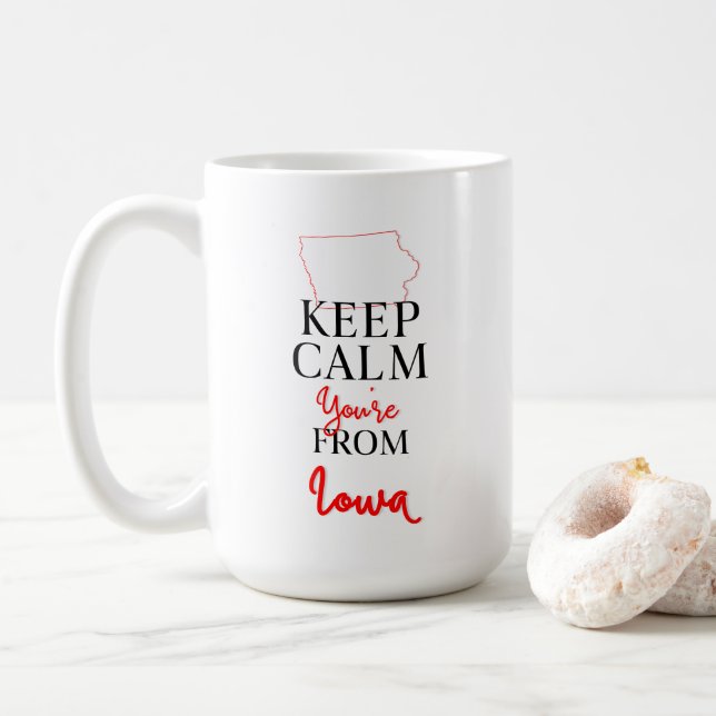 Taza De Café Mantén la calma, eres de Iowa (Con donut)