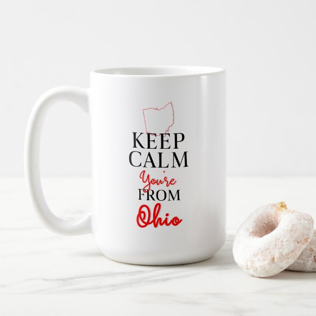 Taza De Café Mantén la calma, eres de Ohio (Con donut)