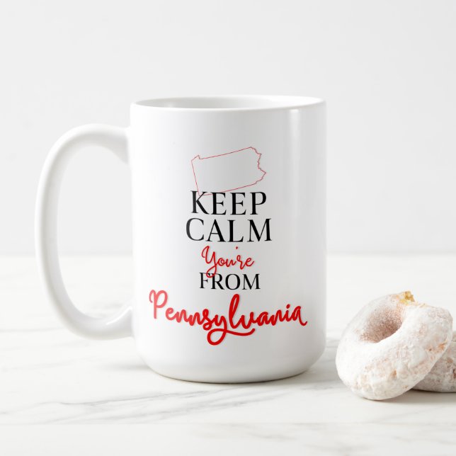 Taza De Café Mantén la calma eres de Pensilvania (Con donut)
