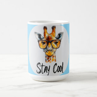 Taza De Café Mantén la Calma - Ilustración de Jirafa con Gafas