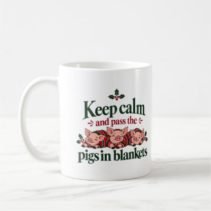 Taza De Café Mantén la Calma y Pasa los Cerdos en Mantas de Nav