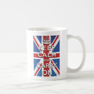 Taza De Café Mantén la calma y sigue adelante Bandera británica