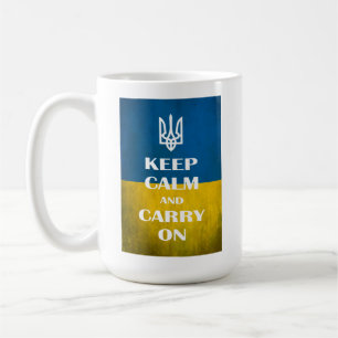 Taza De Café Mantén la calma y sigue adelante emblema ucraniano