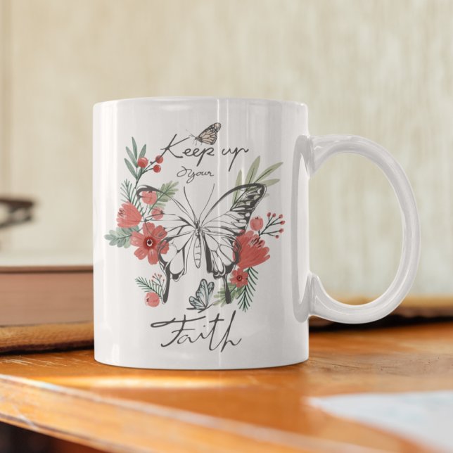 Taza De Café Mantén Tu Fe Floral Mug (Subido por el creador)