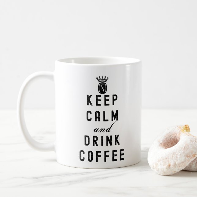 TAZA DE CAFÉ MANTENER CALMA Y BEBER CAFÉ - AMANTE DEL CAFÉ (Con donut)
