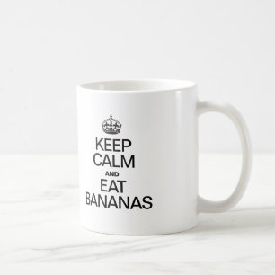 TAZA DE CAFÉ MANTENER CALMA Y COMER BANANAS