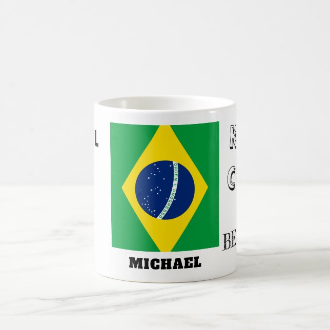 Taza De Café Mantener la calma con la bandera de Brasil (Centro)