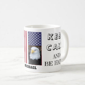 Taza De Café Mantener la calma con la bandera de los Estados Un