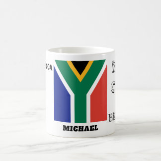 Taza De Café Mantener la calma con la bandera de Sudáfrica