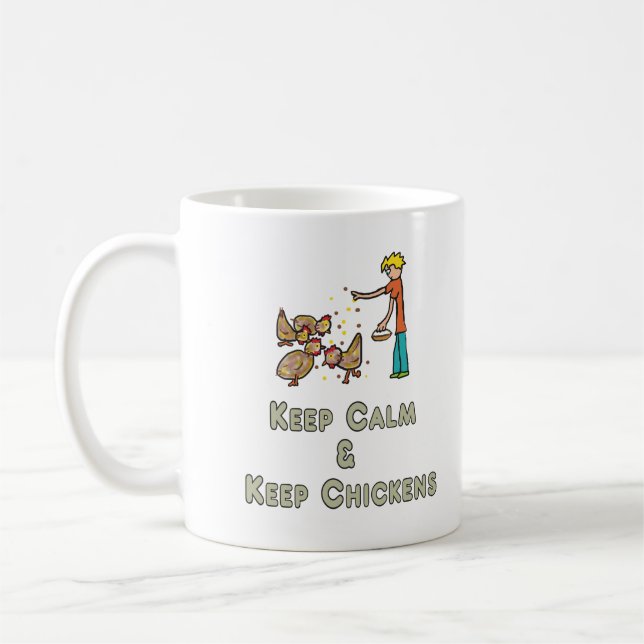 Taza De Café Mantener la calma del pollo (Izquierda)